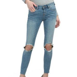 DSTLD Womens Denim Jeans 29 Mid Rise Stretch Destroyed skinny Fraged Hem